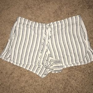 brandy melville white and black striped shorts